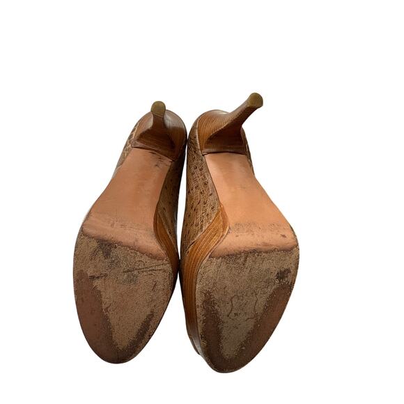 Stuart Weitzman Platform Peep-toe High Heels in Beige Leather Size 8.5 - Picture 5 of 7